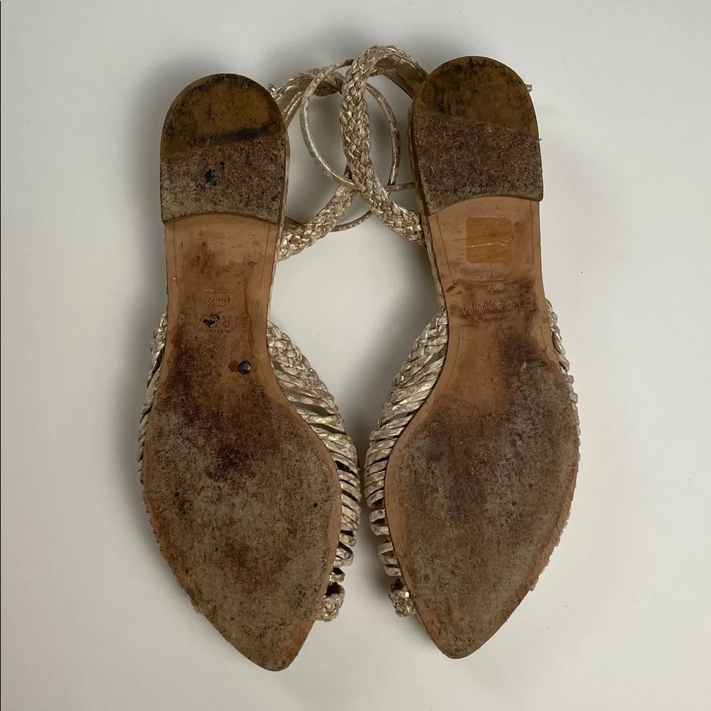 ALEXANDRE BIRMAN Agatha Flat Sandals Metallic Gold Leather. 39.5. - Picture 11 of 14